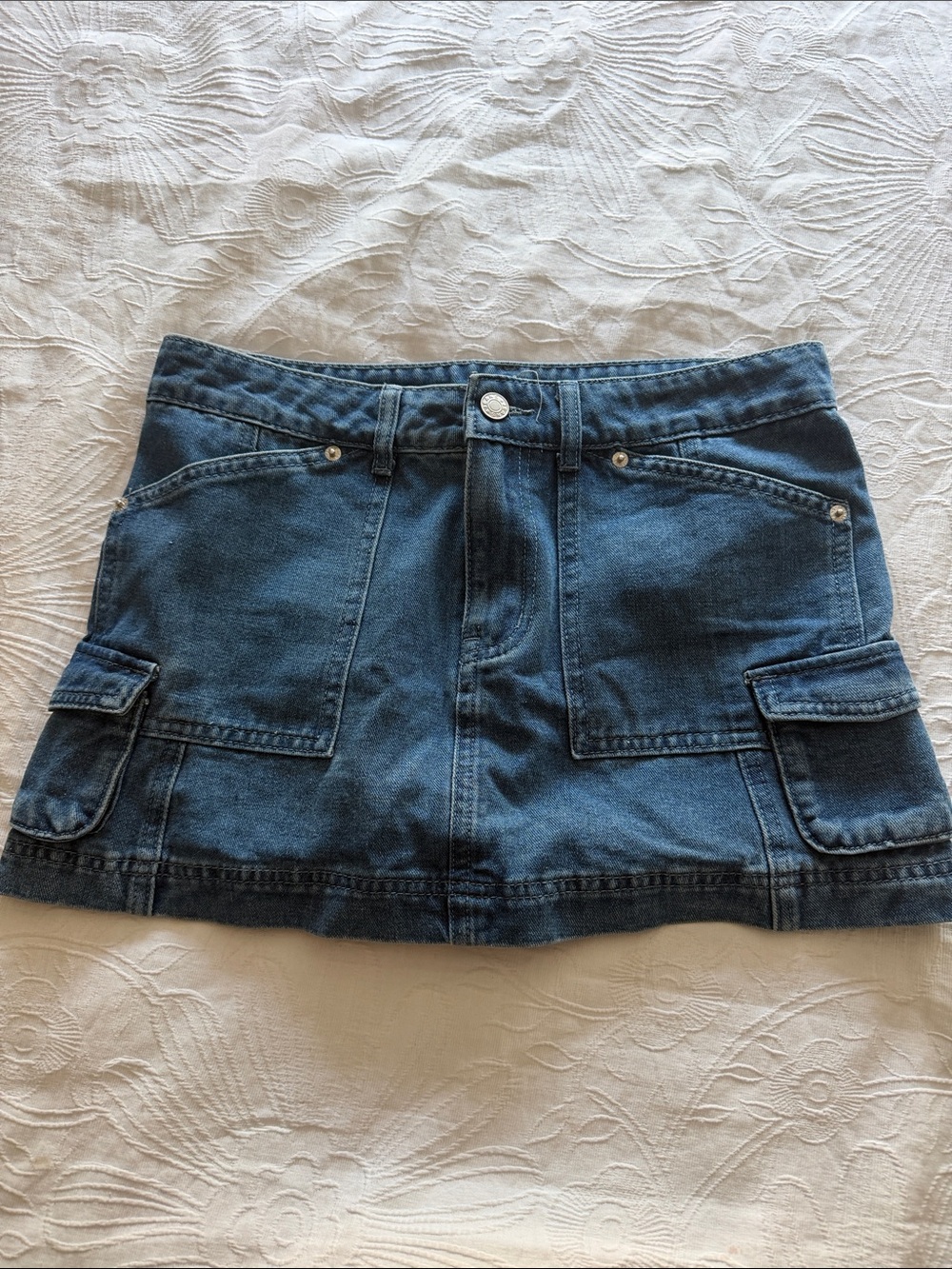 J for Justify Dark Blue Denim Cargo Mini Skirt